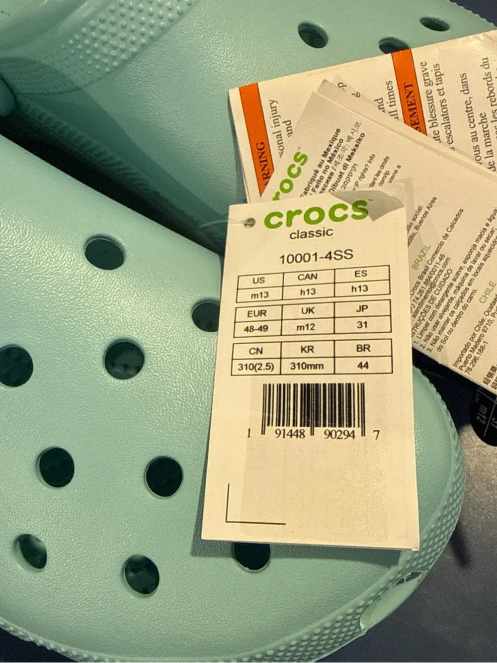CROCS Classic Clog Pure Water Blue Shoe Mens size 13 NWT
